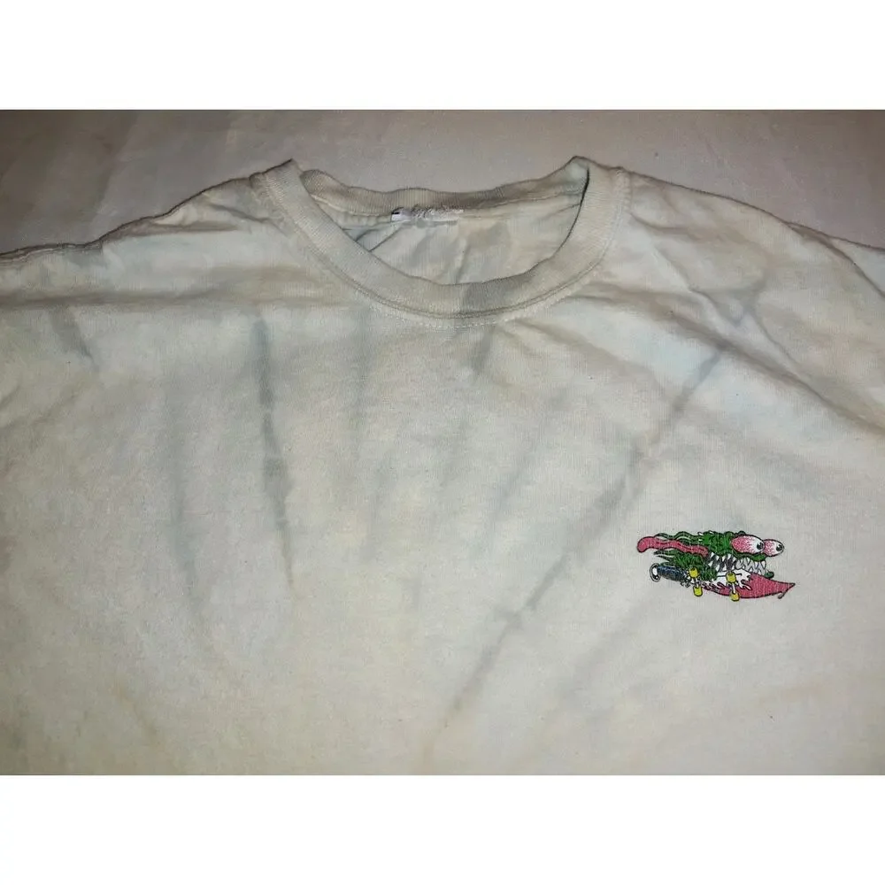 Santa Cruz Slasher Keith Meek T-Shirt L White NHS Vintage Skateboard Skate Y2K